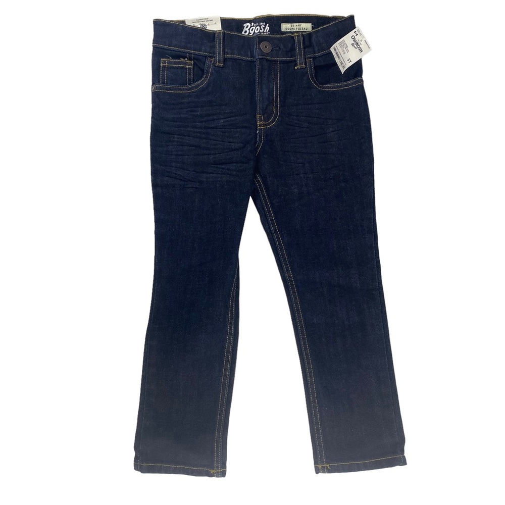 NWT OshKosh B'Gosh Boys Skinny Dark Rinse Denim Jeans Adjustable Waist - Size 5T